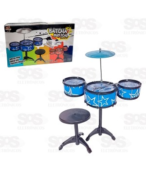 Bateria Infantil Com Banco Toy King TK-1047