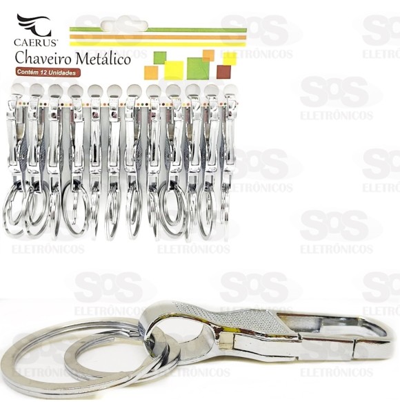 Chaveiro Mosquetão Com Argola Dupla Cartela Com12 Unidades Caerus-1034