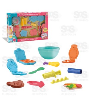 Kit Café da Manhã 5 estrelas Massa de Modelar 14 Peças Divertoys 8199