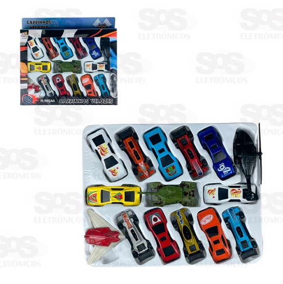 Kit Carrinhos Velozes de Plástico 15 Unidades Toy King TK-AB2784