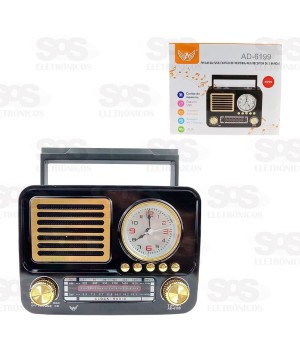 Rádio Retrô Bluetooth AM/FM 3 Bandas Altomex AD-6199