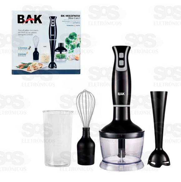 Mixer 3 Em 1 250W 2 Velocidades Bak BK-MIX3FN110