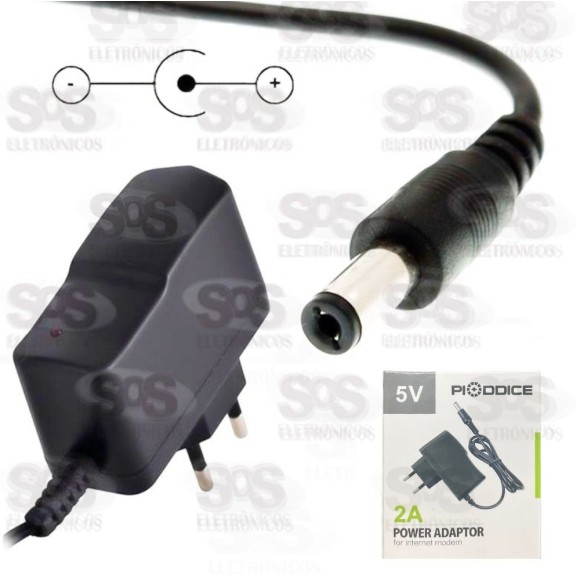 Fonte 5V 2A Bivolt Pino 5.5mm Ideal Para Smart Box Na Caixa