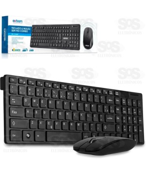 Kit Teclado e Mouse Sem Fio Exbom BK-S1000F