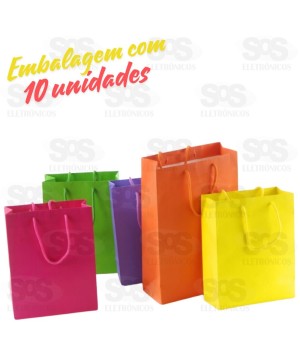Sacola de Papel Colorida com 10 Unidades 19,5x14,5x8cm -160P