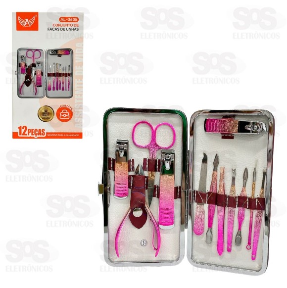 Kit Manicure Cortador De Unha 12 Peças Altomex AL-3605