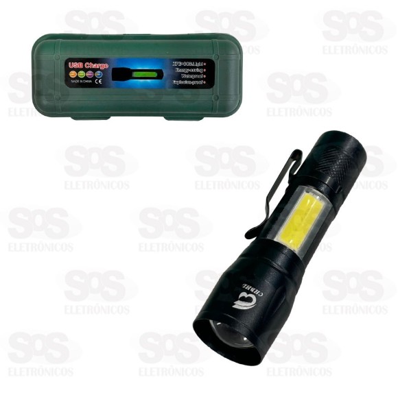 Mini Lanterna De LED COB 3 Modos Alumínio HB-513