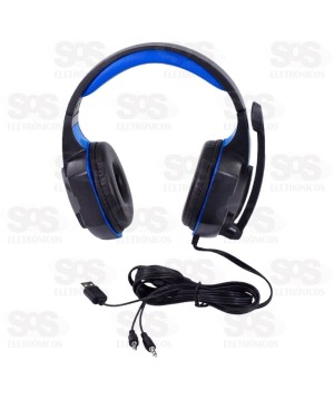 Headset Gamer Fone de Ouvido C/ Microfone LED Azul Dust LW003