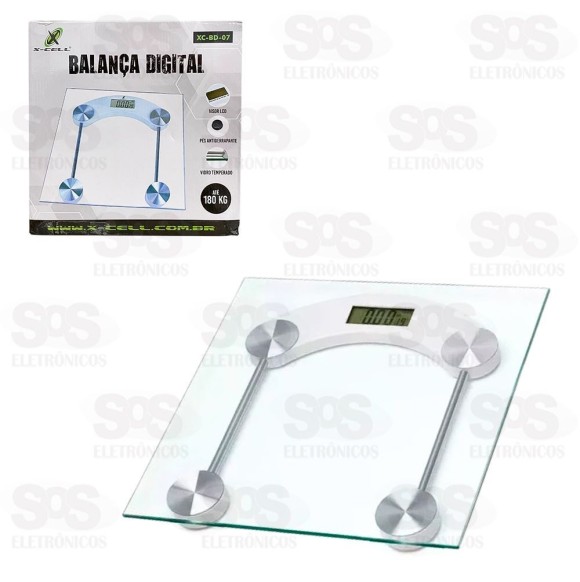 Balança De Banheiro Vidro Até 180 Kilos X-Cell XC-BD-07