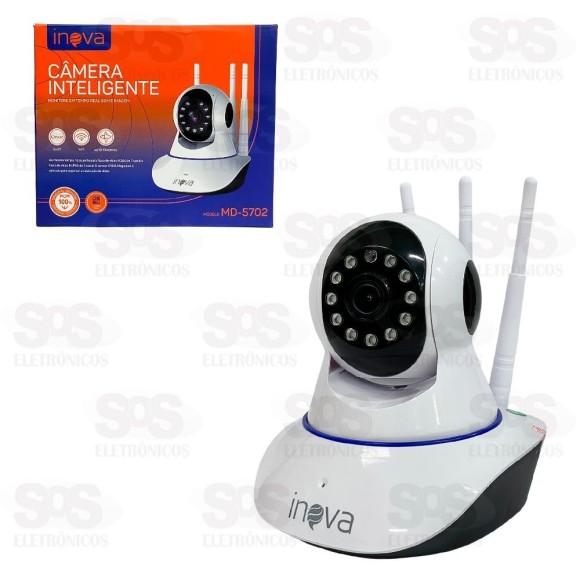Câmera De Segurança Inteligente WiFi 3 Antenas Inova MD-5702