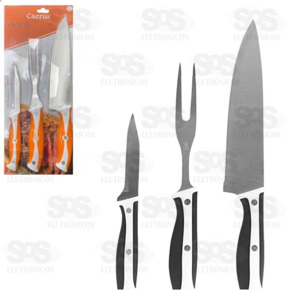 Kit Churrasco Aço Inox 3 Peças Caerus 2709