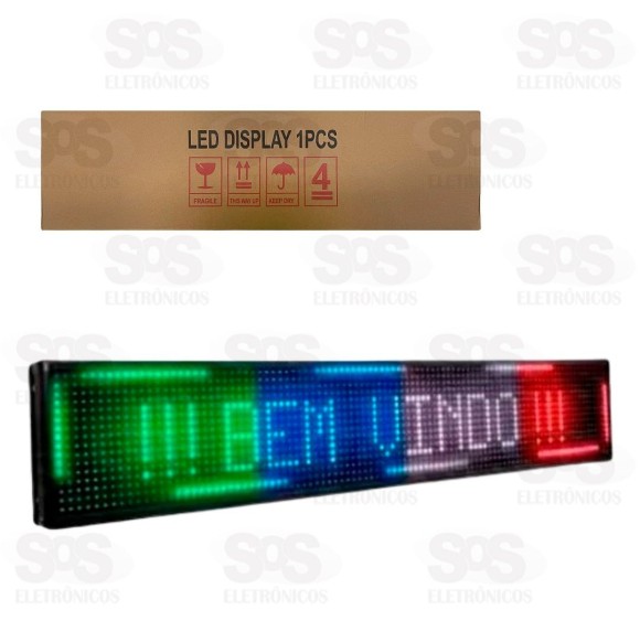 Painel de LED RGB Letreiro Digital 67x19CM Lelong SL0725C-P10