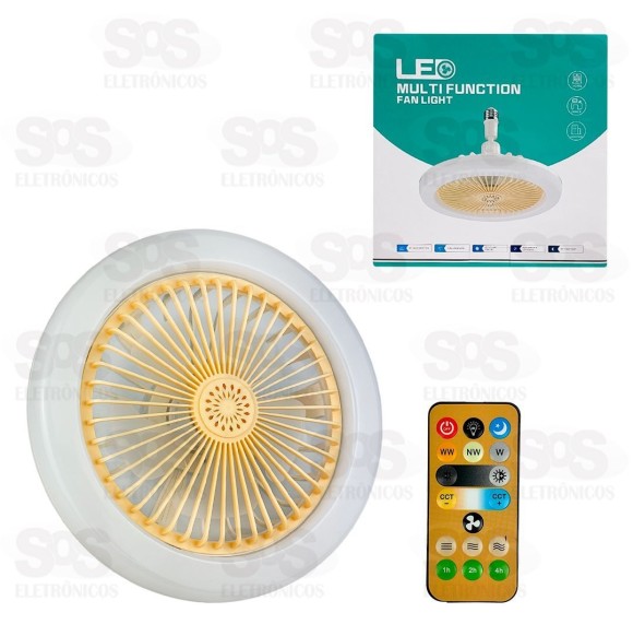 Lâmpada Multifuncional Com Ventilador e Controle Remoto