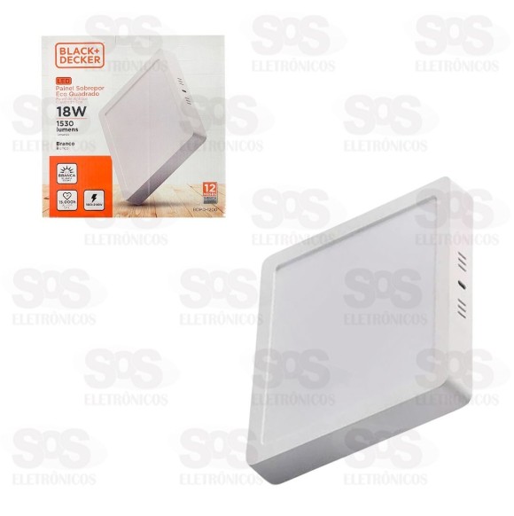 Painel Eco Quadrado Sobrepor LED Branco 18W Black+ Decker BDPD-1200
