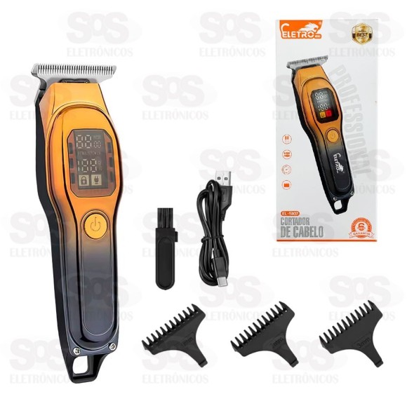 Máquina De Cortar Cabelo Profissional Com Visor LCD Eletromex EL-5107