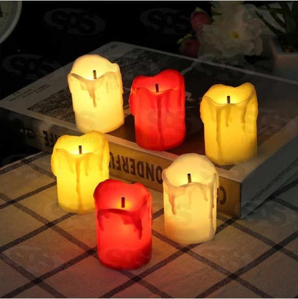 Kit Velas Decorativa Chama Branco Quente Com 24 Unidades TOP1860