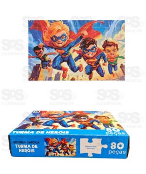 Quebra-Cabeça Turma de Heróis 80 Peças Mini Toys 6391