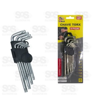  Kit Chave Torx T10 a T50 Com 9 Peças FBG 3217