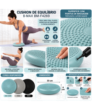 Almofada Disco de Equilíbrio Inflável para Yoga Pilates BM-F4269