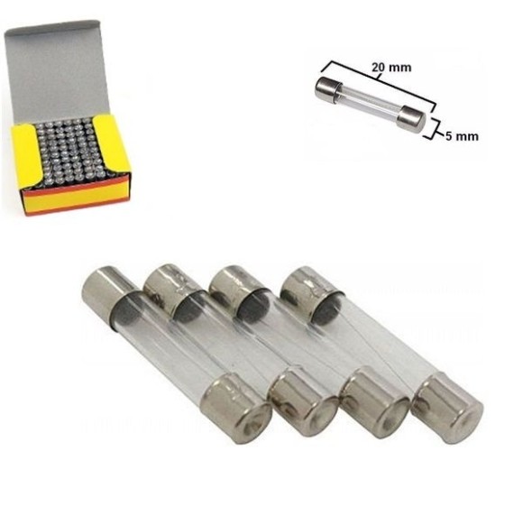 Fusivel de Vidro 5A 5x20mm Com 100 Unidades